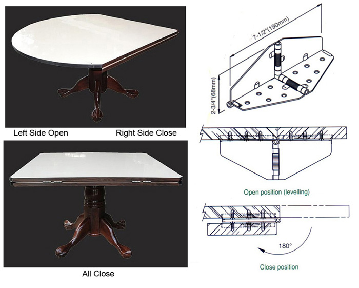 180°折合 餐桌铰链 餐桌摺叠铰链, 延伸桌铰链, 蝴蝶铰链, 方桌变圆桌